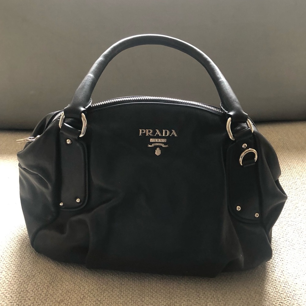 Prada soft black leather handbag. Vintage. Excellent condition.